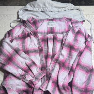 American Eagle Outfitters Pink Plaid Hoodie